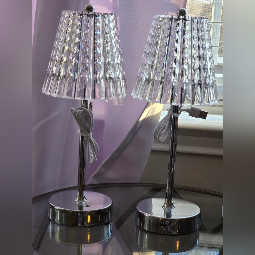 Small Silver Decorative Accent Rechargable Lamps